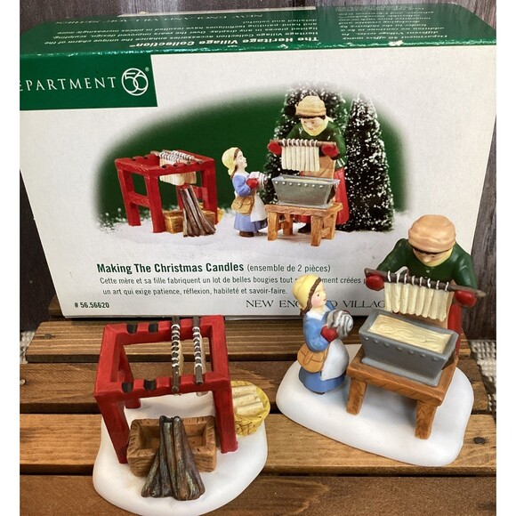 Dept 56 New England Village Series Making The Christmas Candles Set Of 2 New - Picture 1 of 16